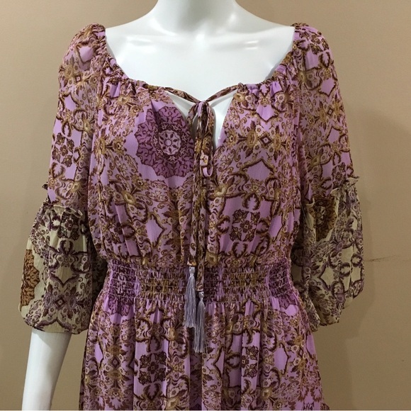 TAYLOR mini dress size 8 Womens Chiffon Floral Purple Ruffle Hem Fit&flare - Picture 4 of 6
